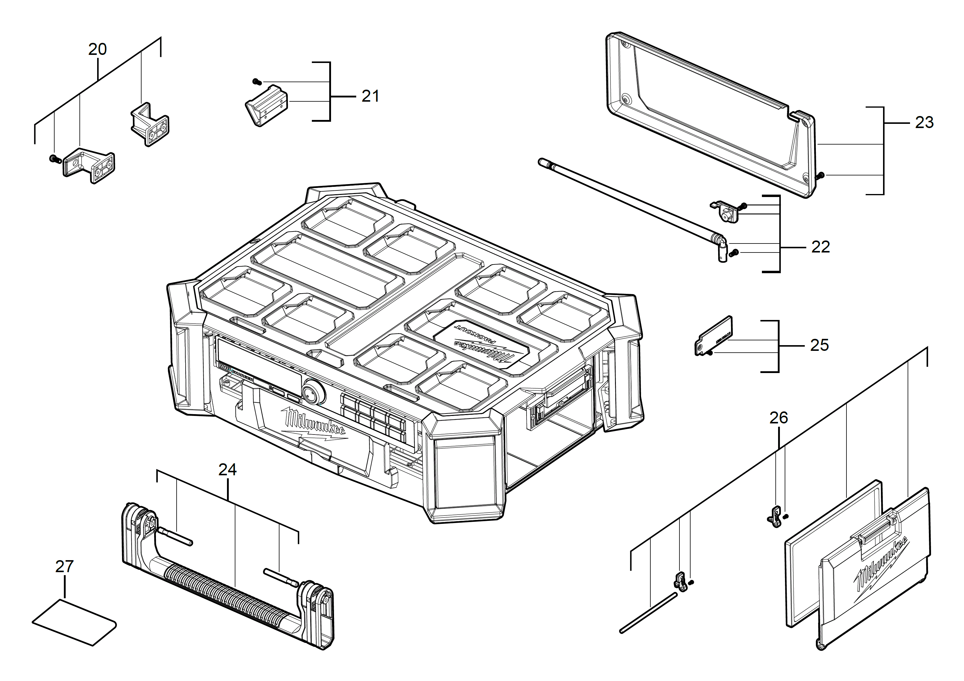 Vue éclatée Milwaukee M18PORCDAB+-0UK 4000474889#01