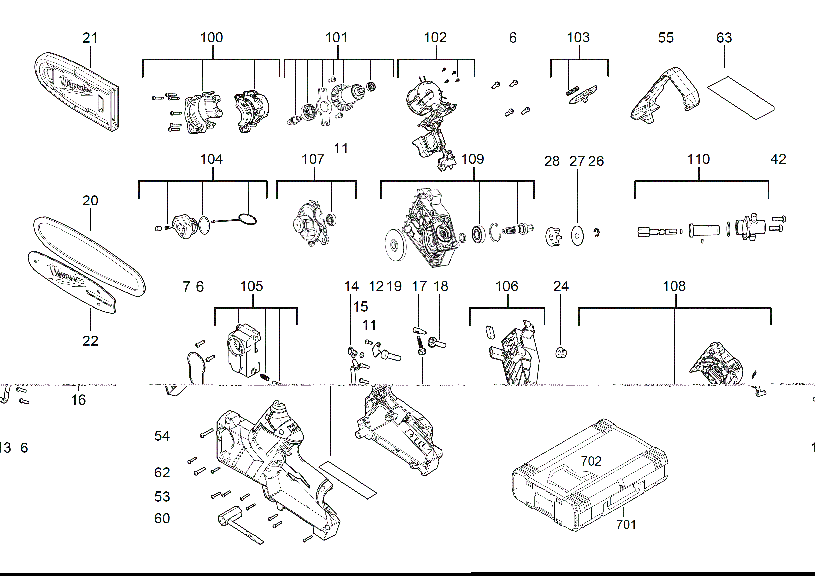 Vue éclatée Milwaukee M12FHS-0 4000477290#01