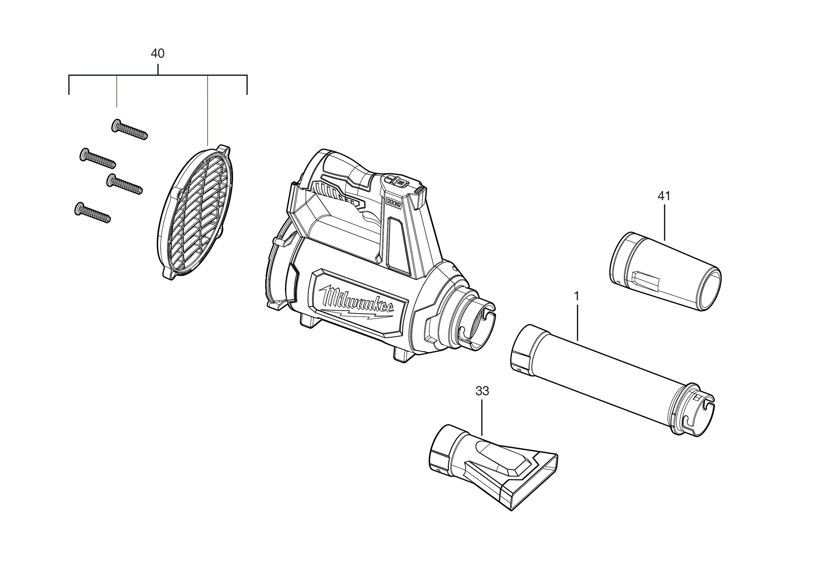 Vue éclatée Milwaukee M12BBL-0 4000483078#01