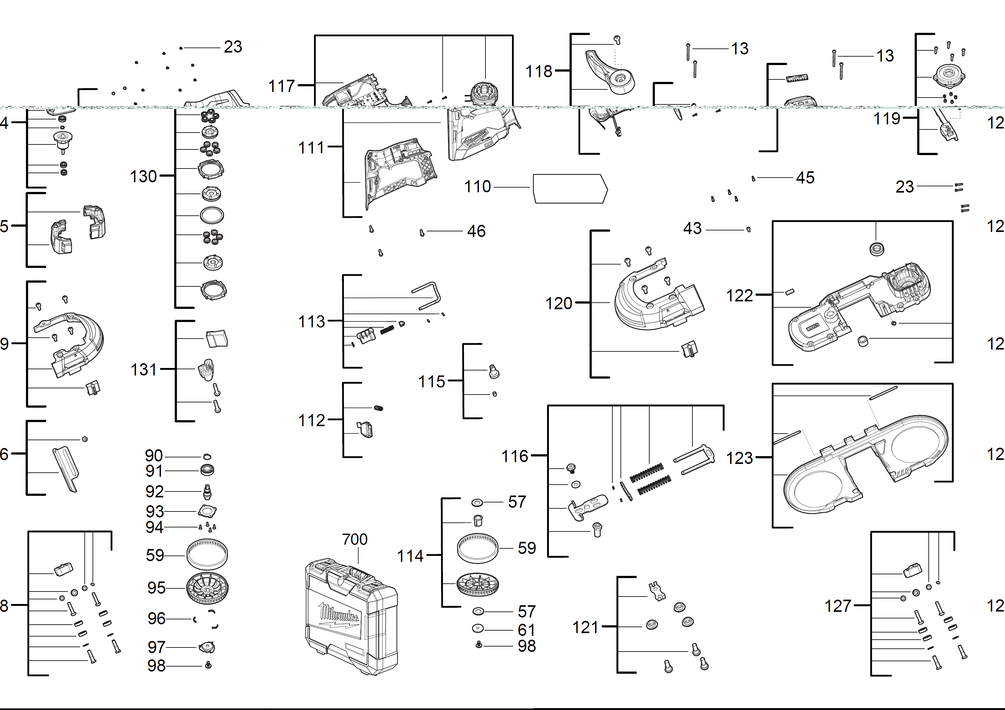 Vue éclatée Milwaukee M12FBS64-402XUK 4000477840#01