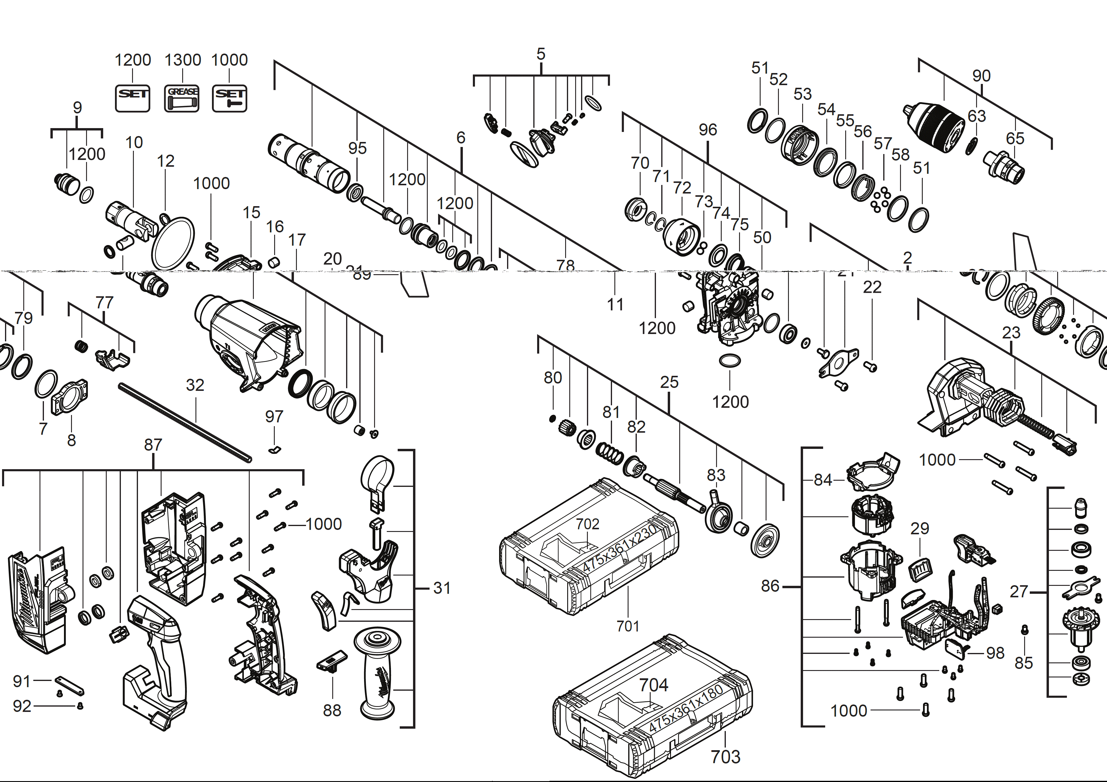 Vue éclatée Milwaukee M18ONEFHX-552X 4000483194#01
