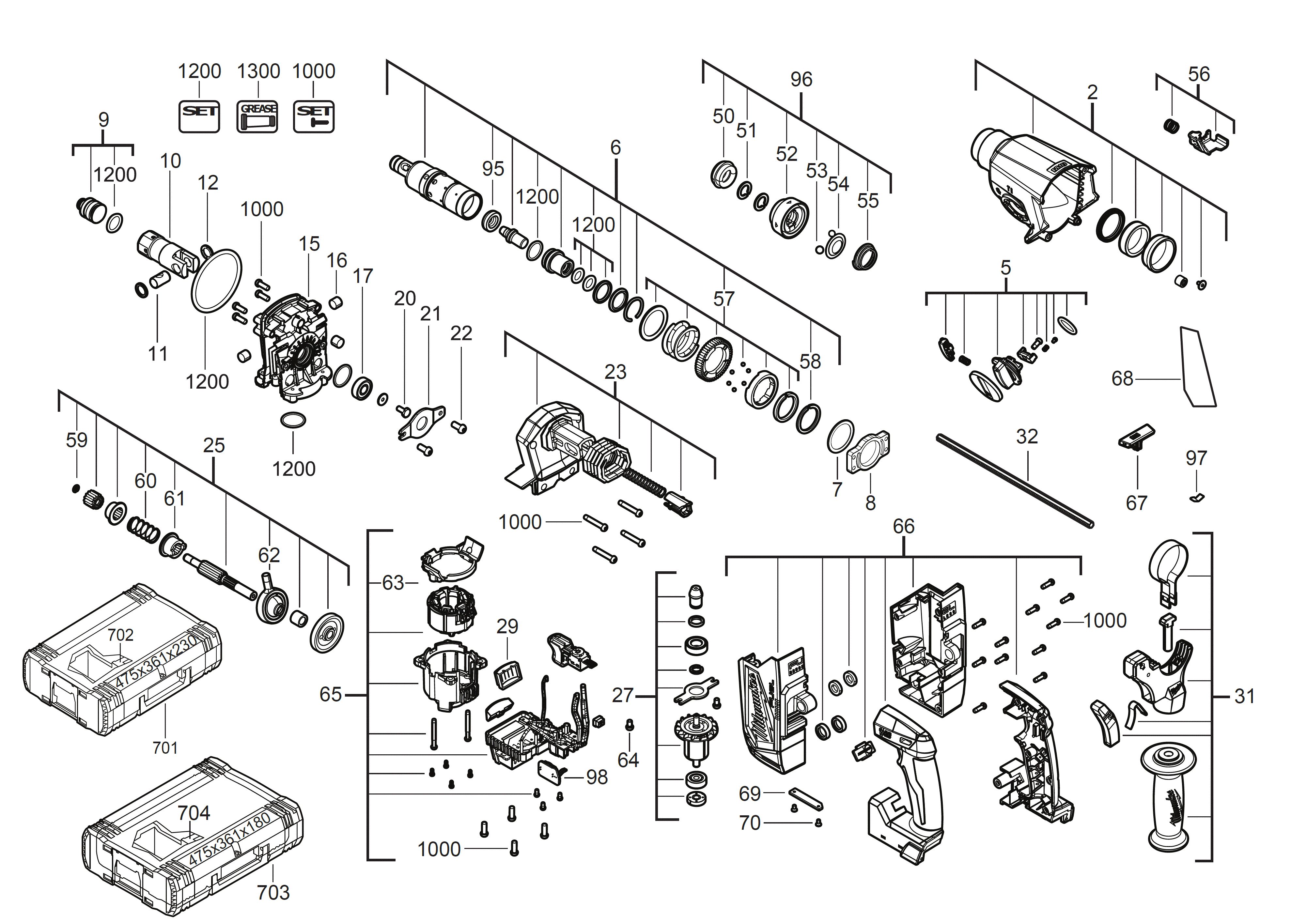 Vue éclatée Milwaukee M18ONEFH-0X 4000491701#01