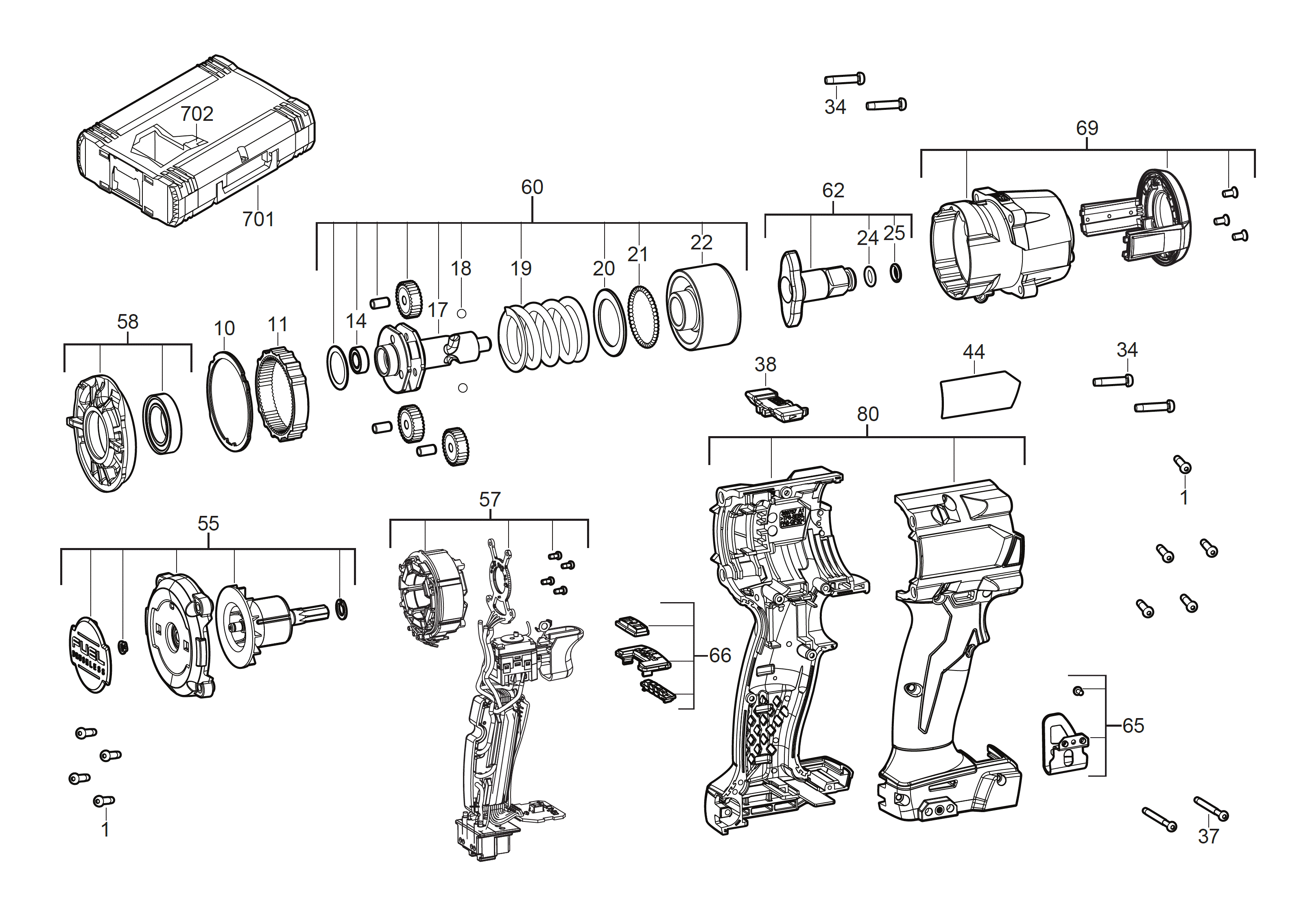 Vue éclatée Milwaukee M18FMTIW2F38-502X 4000483603#01