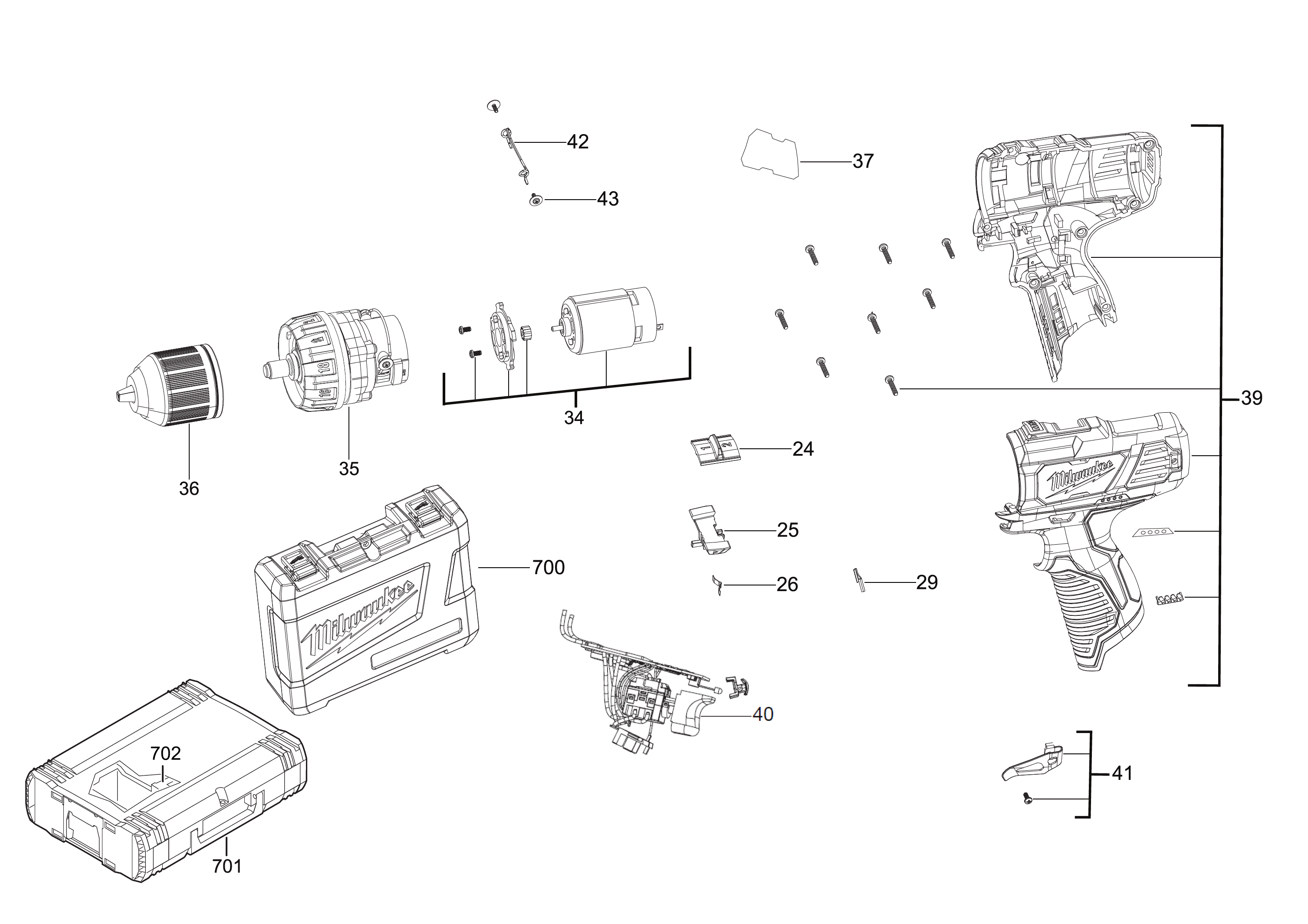 Vue éclatée Milwaukee M12BDD-201C_IN2 4000481723#01