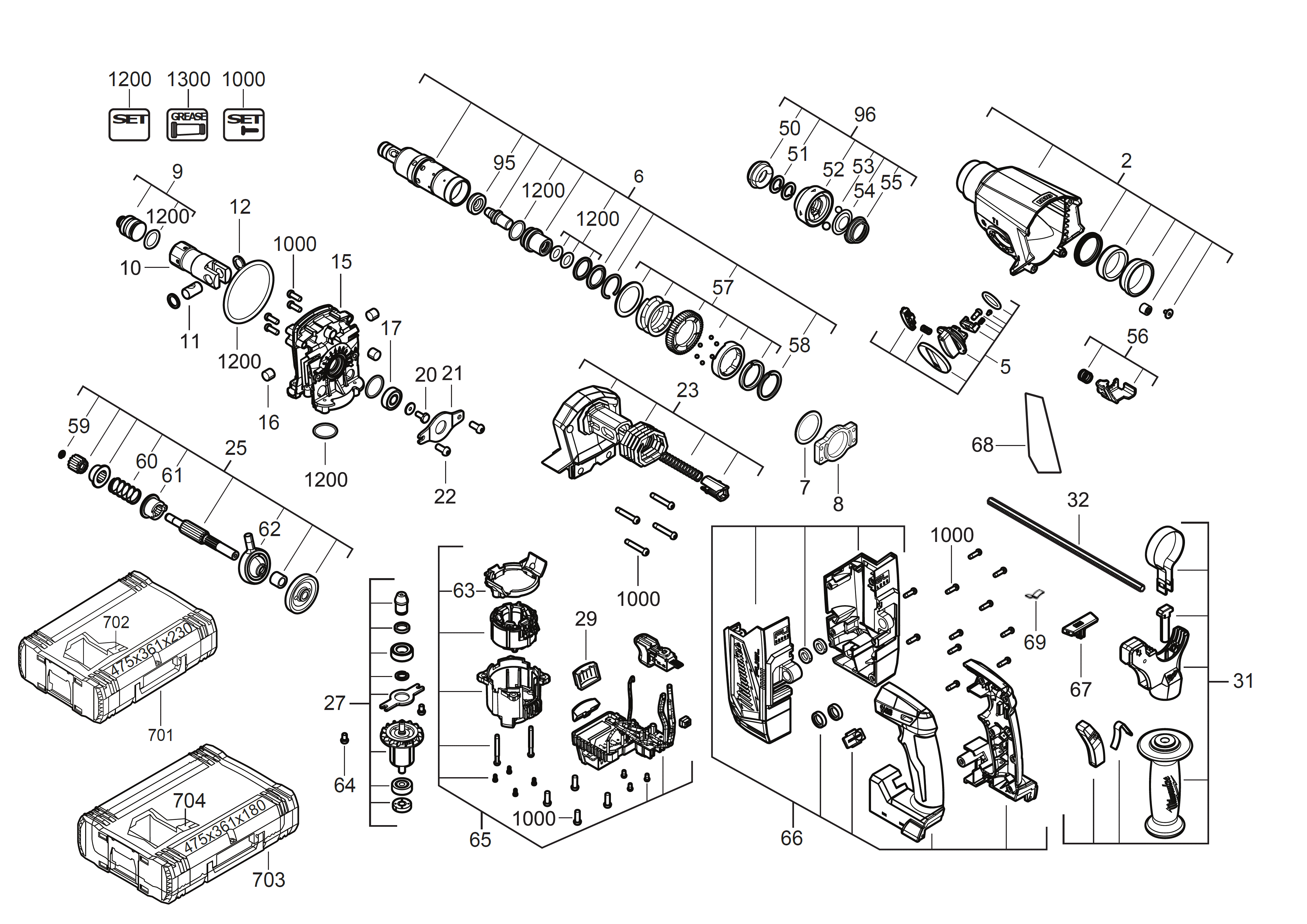 Vue éclatée Milwaukee M18PP5B-502B 4000491693#01