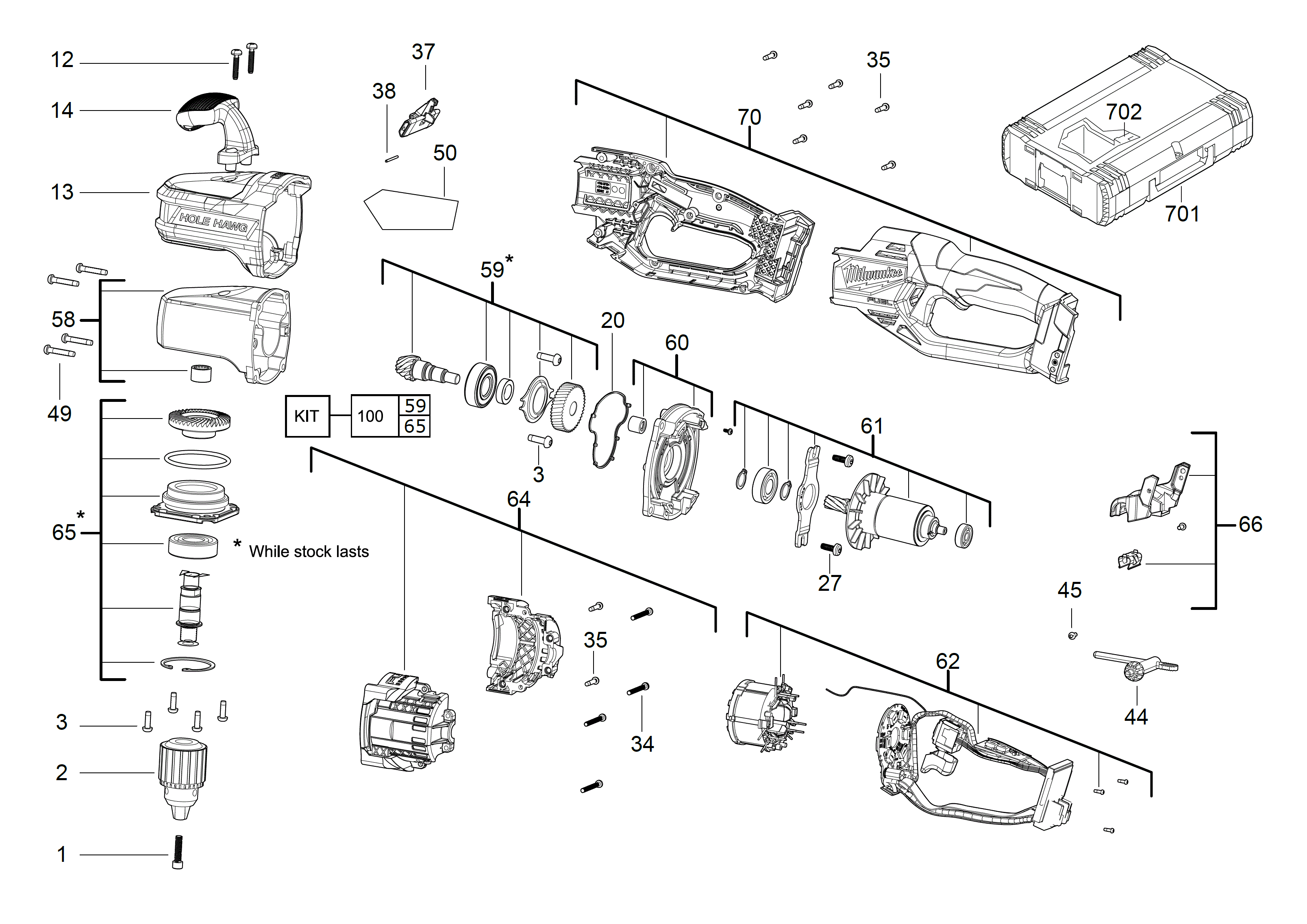 Vue éclatée Milwaukee M18PP5C-503B 4000477109#01