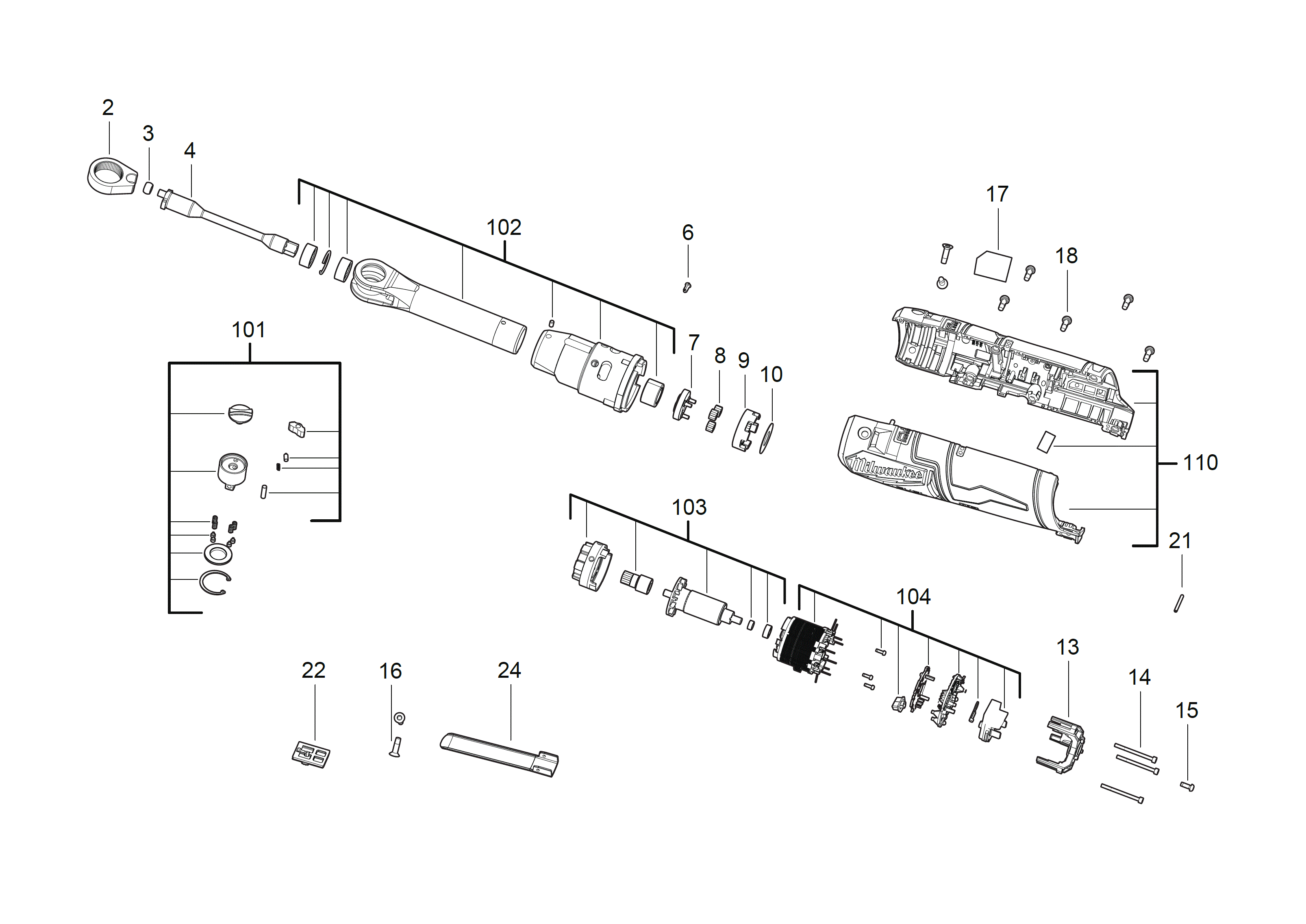 Vue éclatée Milwaukee M12FHIR14LR-0 4000481540#01