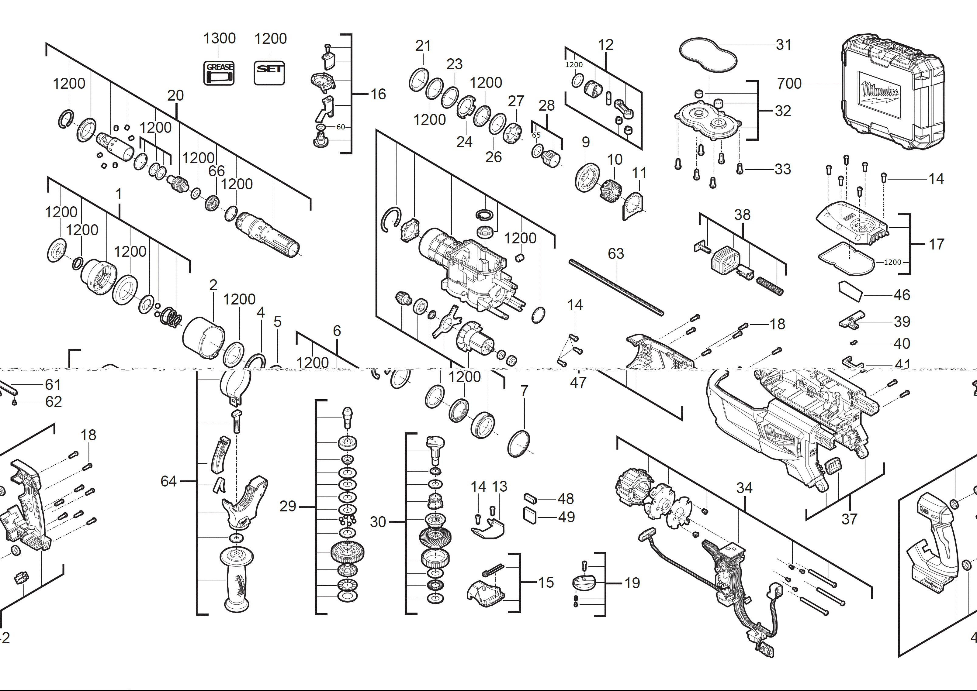 Vue éclatée Milwaukee M18FHACOD32-0 4000491576#01