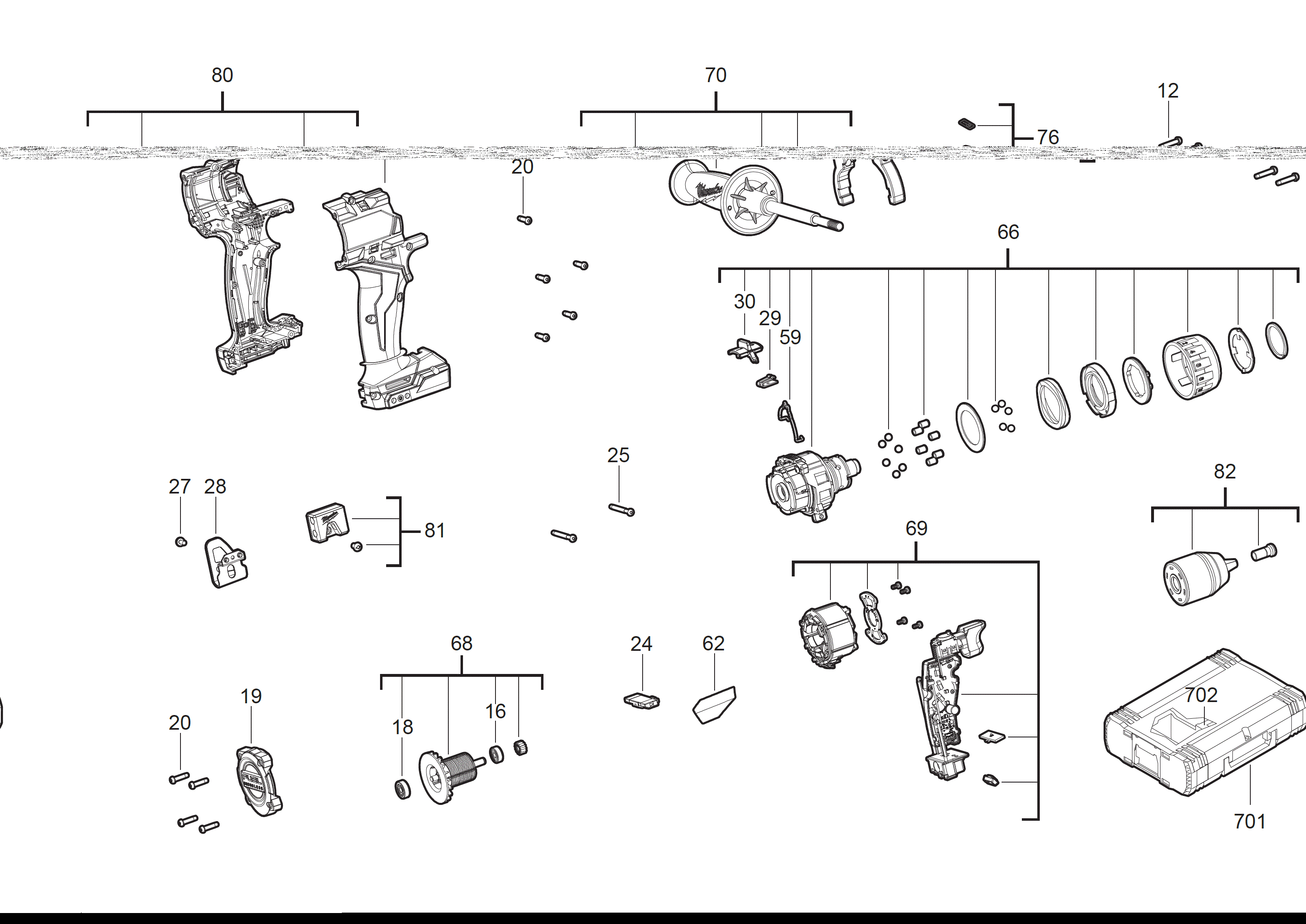 Vue éclatée Milwaukee M18FDD3-402C 4000481305#01