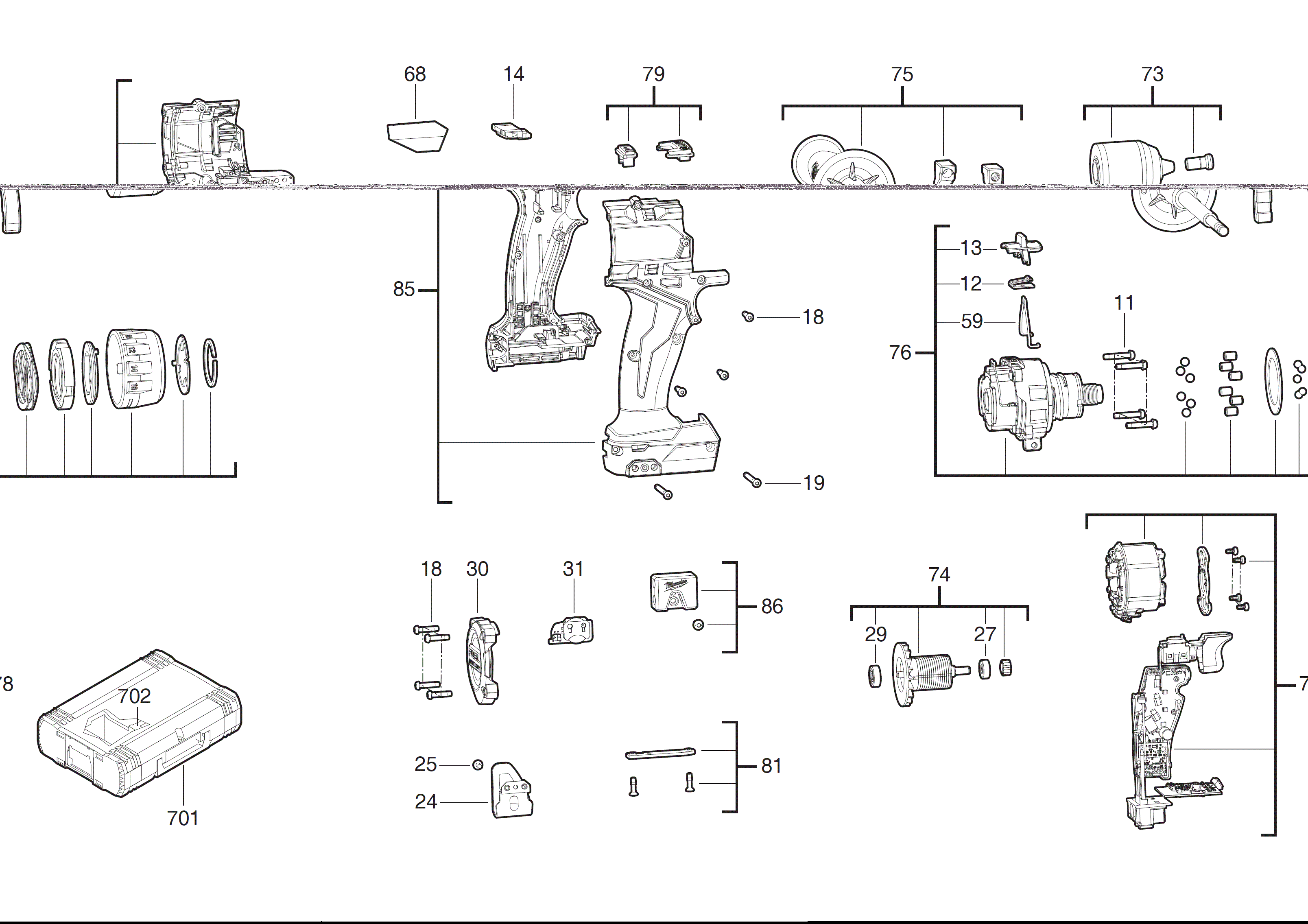 Vue éclatée Milwaukee M18ONEPD3-502X 4000481700#01