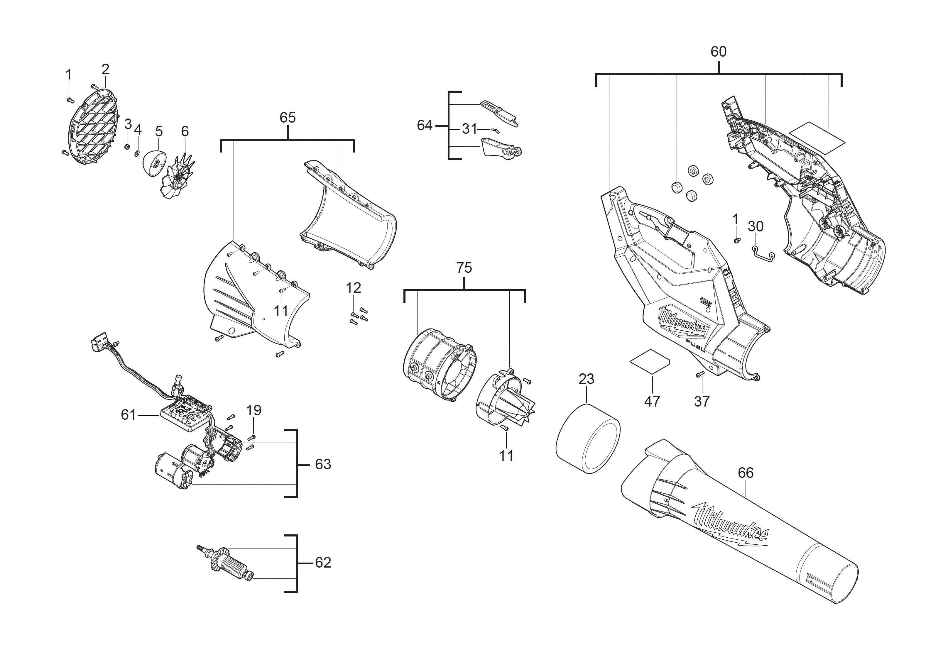 Vue éclatée Milwaukee M18FBLG3-802 4000503322#01