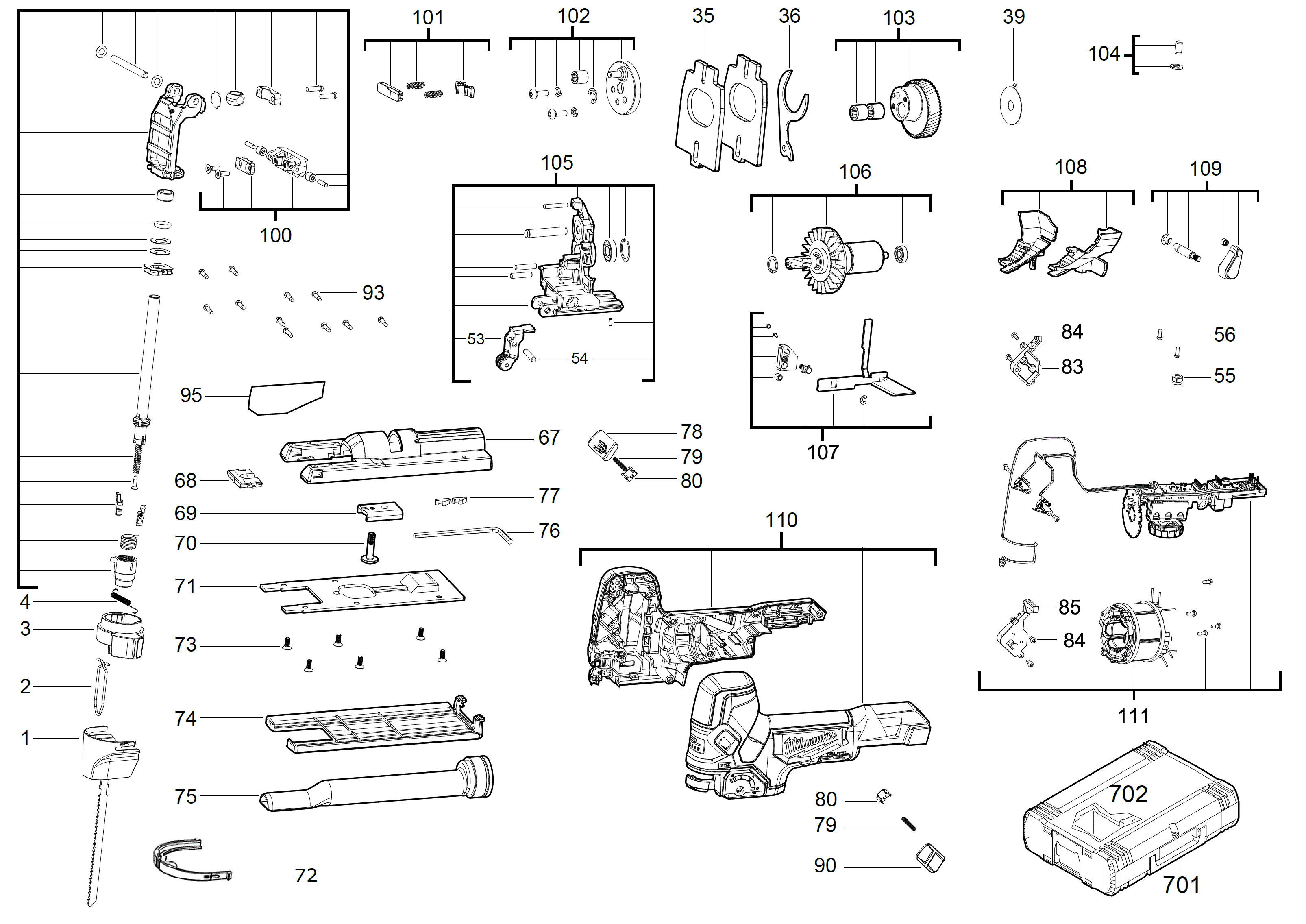 Vue éclatée Milwaukee M18FBJS-0 4000469271#01