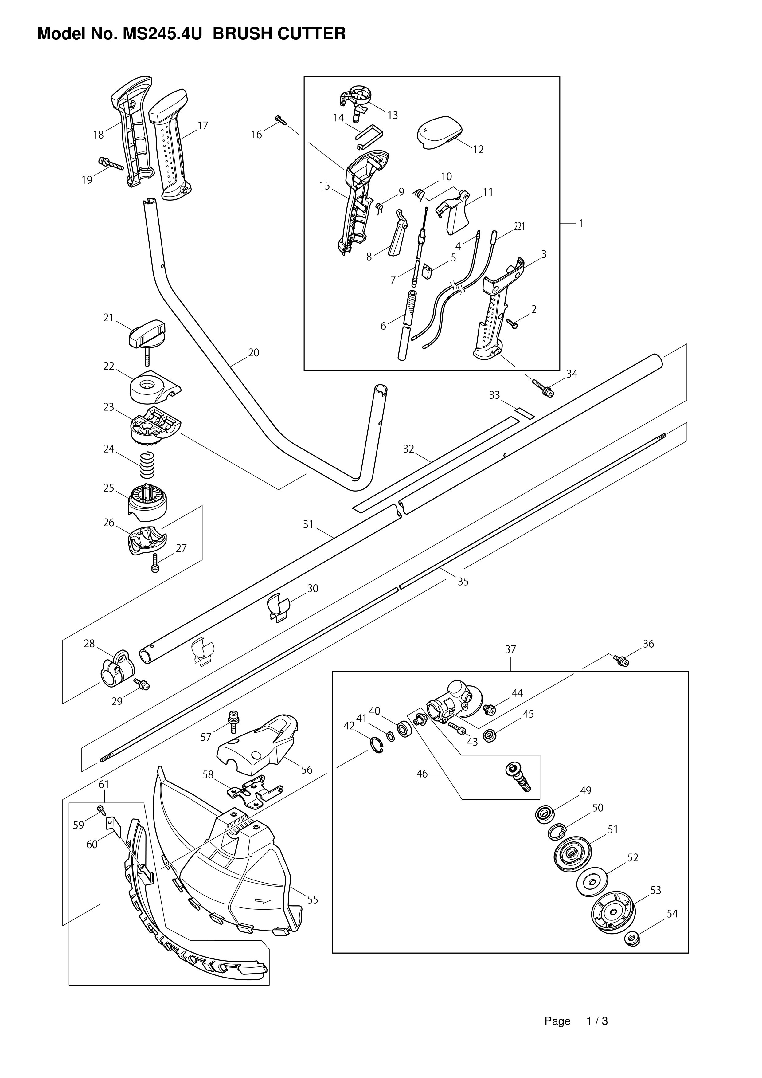 Vue éclatée Makita MS245.4U#01