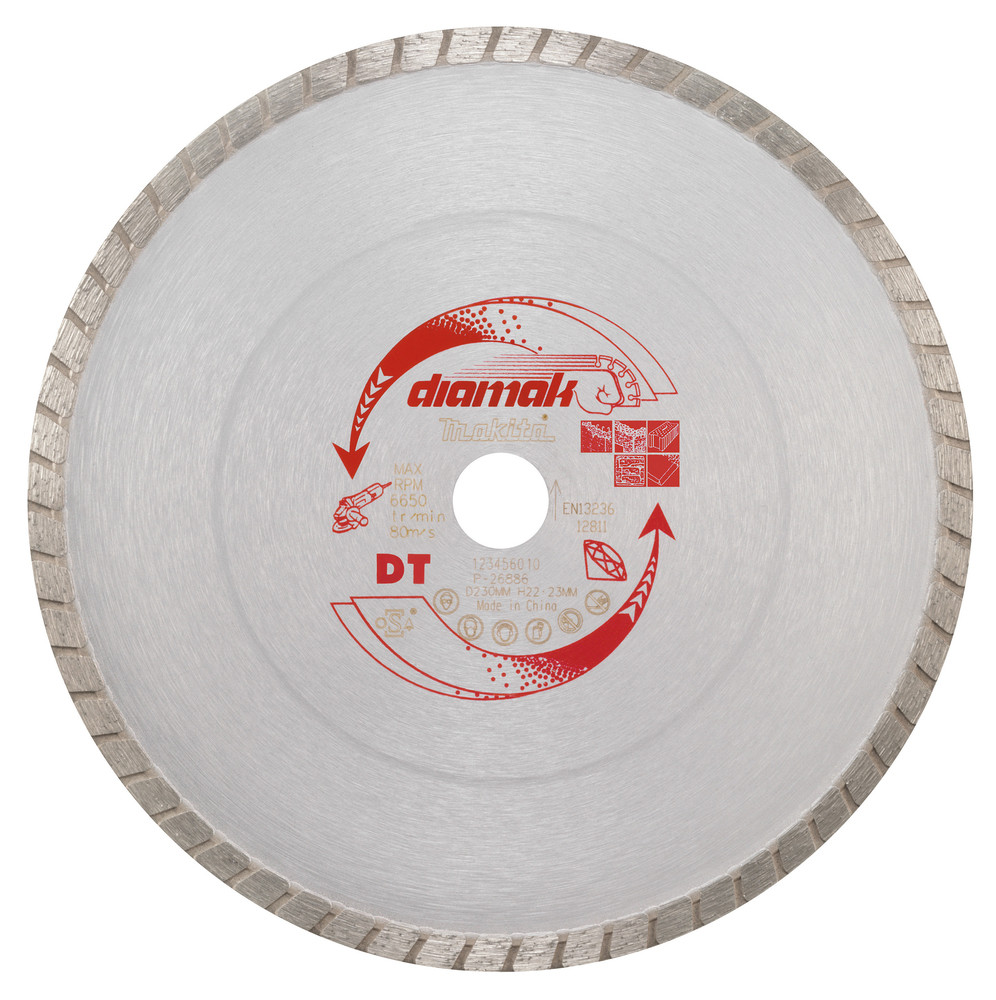 Disque diamant Diamak Turbo à jante continue crenelée pour matériaux durs Makita