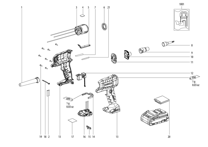 Vue éclatée METABO 00798000#01
