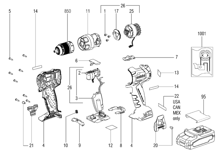 Vue éclatée METABO 02334000#01