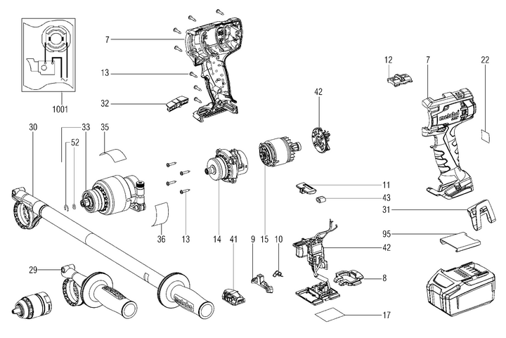 Vue éclatée METABO 02201000#01