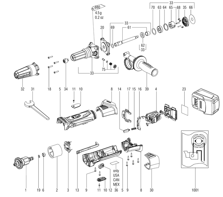 Vue éclatée METABO 00639001#01