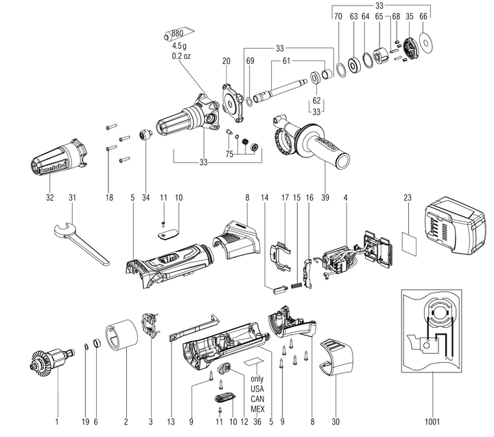Vue éclatée METABO 00639420#01