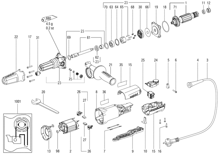 Vue éclatée METABO 00627000#01