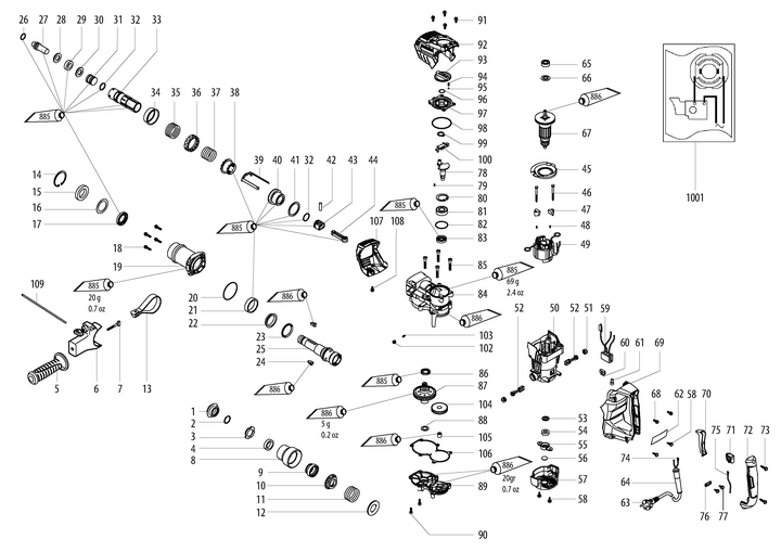 Vue éclatée METABO 00763000#01