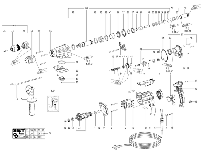 Vue éclatée METABO 00878000#01