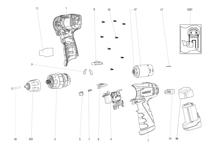 Vue éclatée METABO 00385001#01