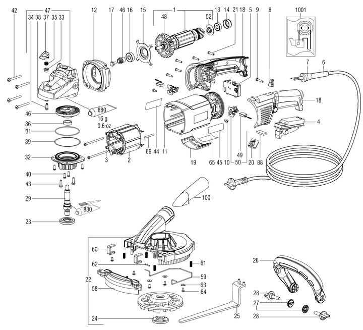 Vue éclatée METABO 03822180#01