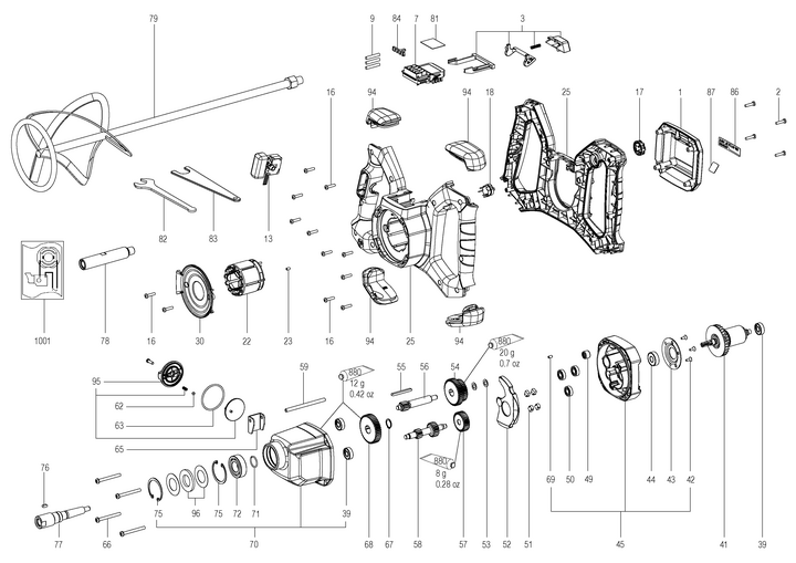 Vue éclatée METABO 01165000#01