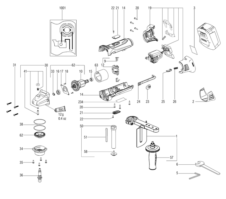 Vue éclatée METABO 00154000#01