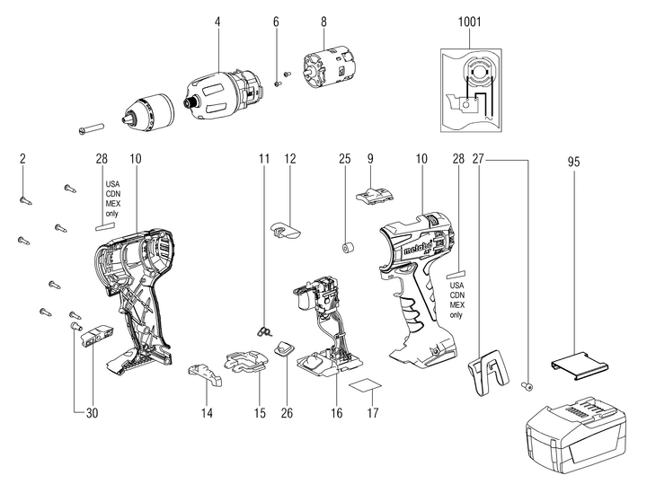Vue éclatée METABO 02103000#01