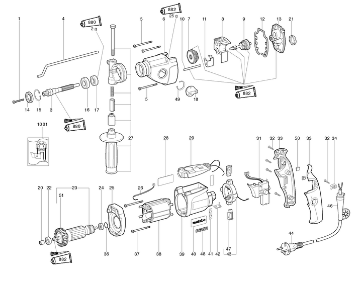 Vue éclatée METABO 01008001#01