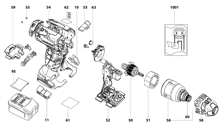 Vue éclatée METABO 02196000#01