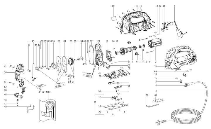 Vue éclatée METABO 01402000#01