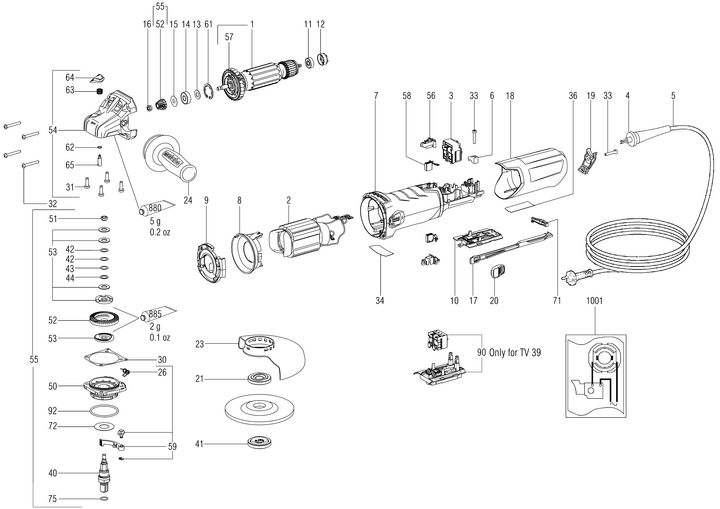 Vue éclatée METABO 03627010#01