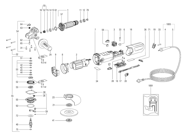 Vue éclatée METABO 00448180#01