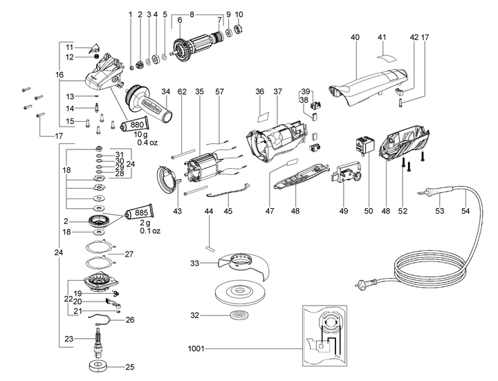 Vue éclatée METABO 00304000#01