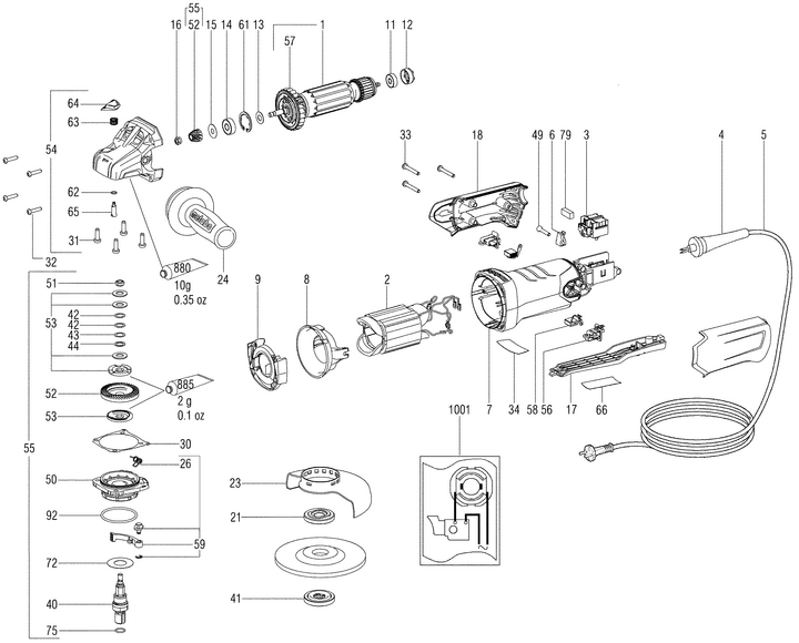 Vue éclatée METABO 03629000#01