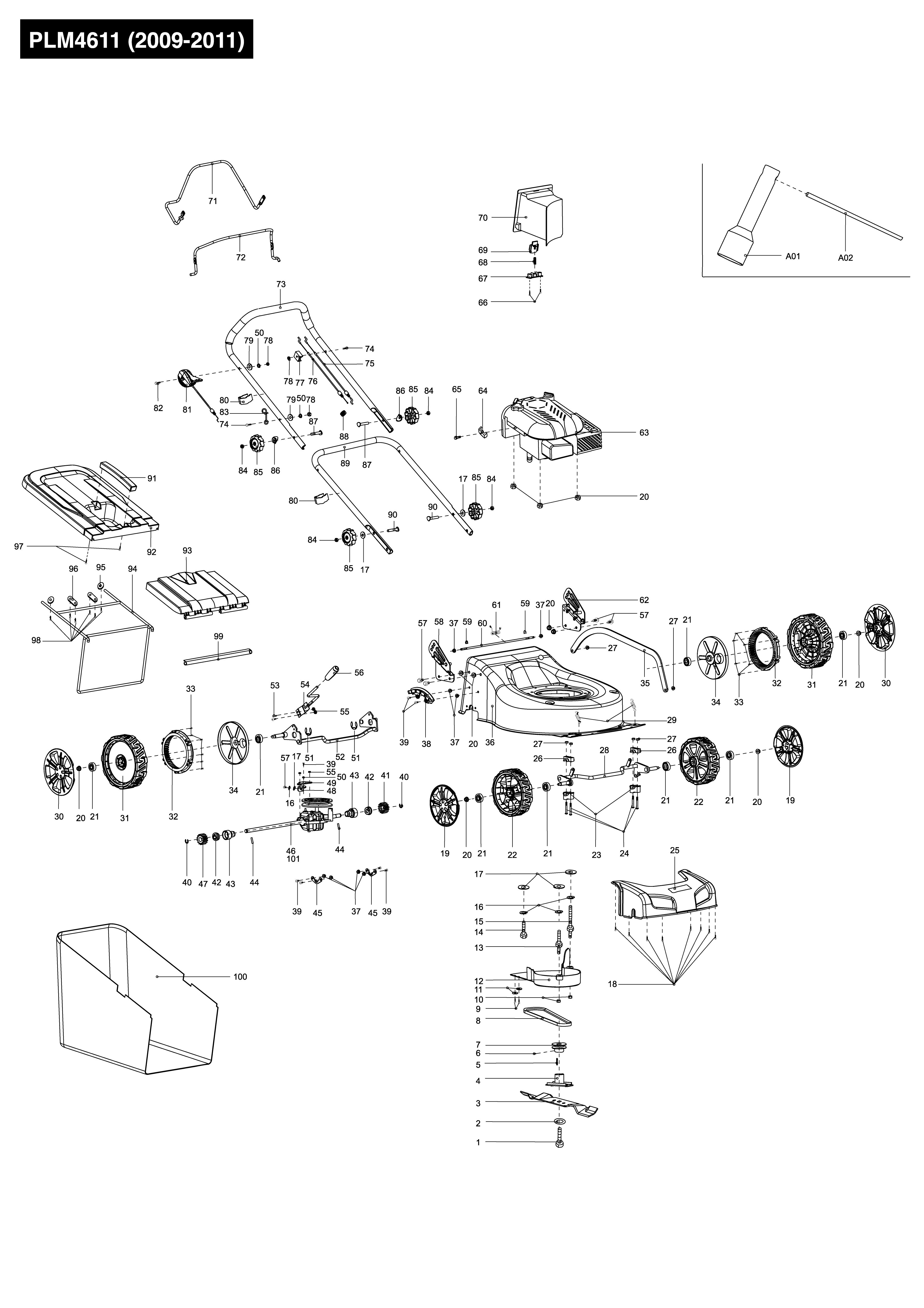 Vue éclatée Makita PLM4611#01