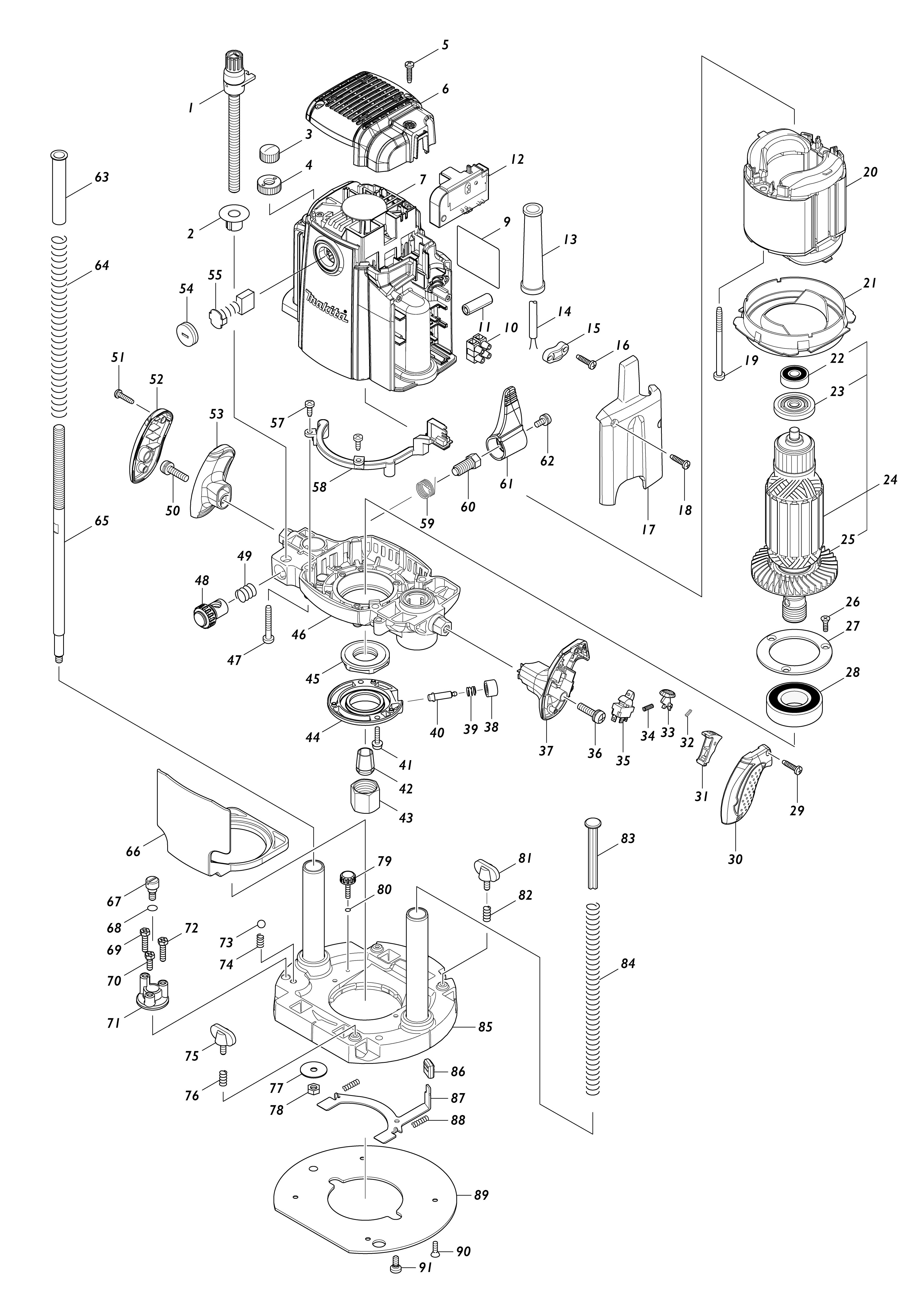 Vue éclatée Makita RP1803F#01
