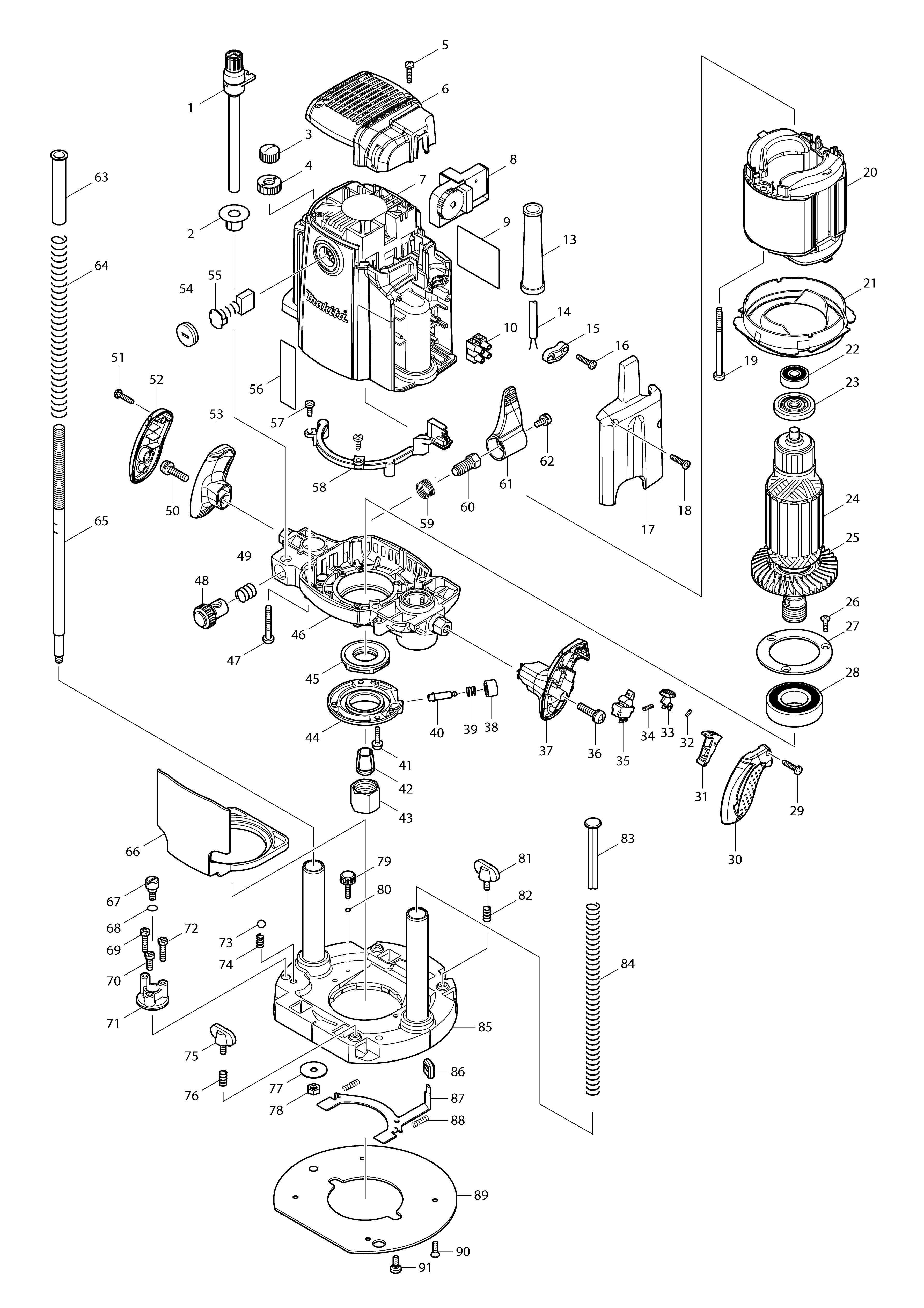 Vue éclatée Makita RP2300FC#01