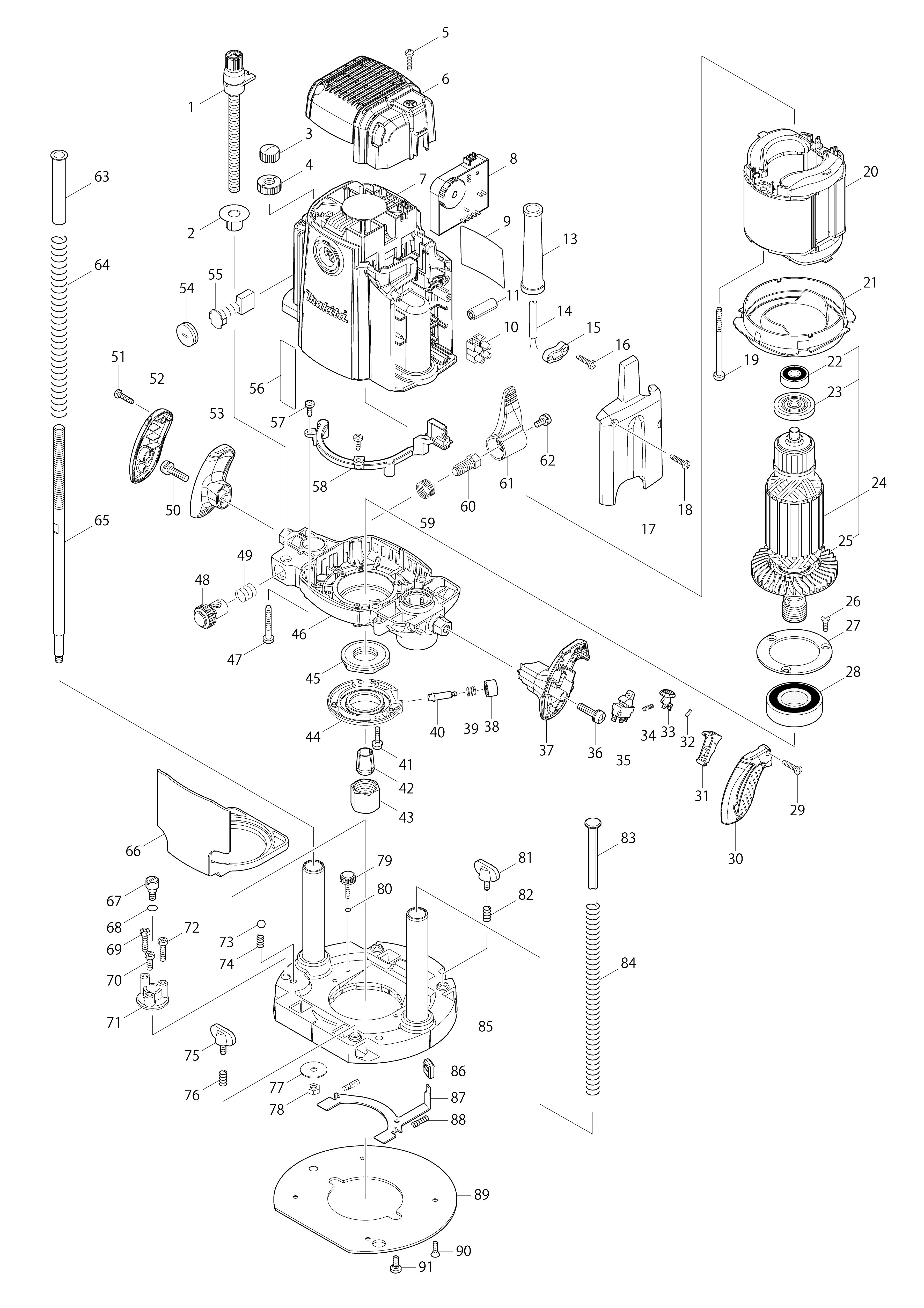 Vue éclatée Makita RP2303FC#01