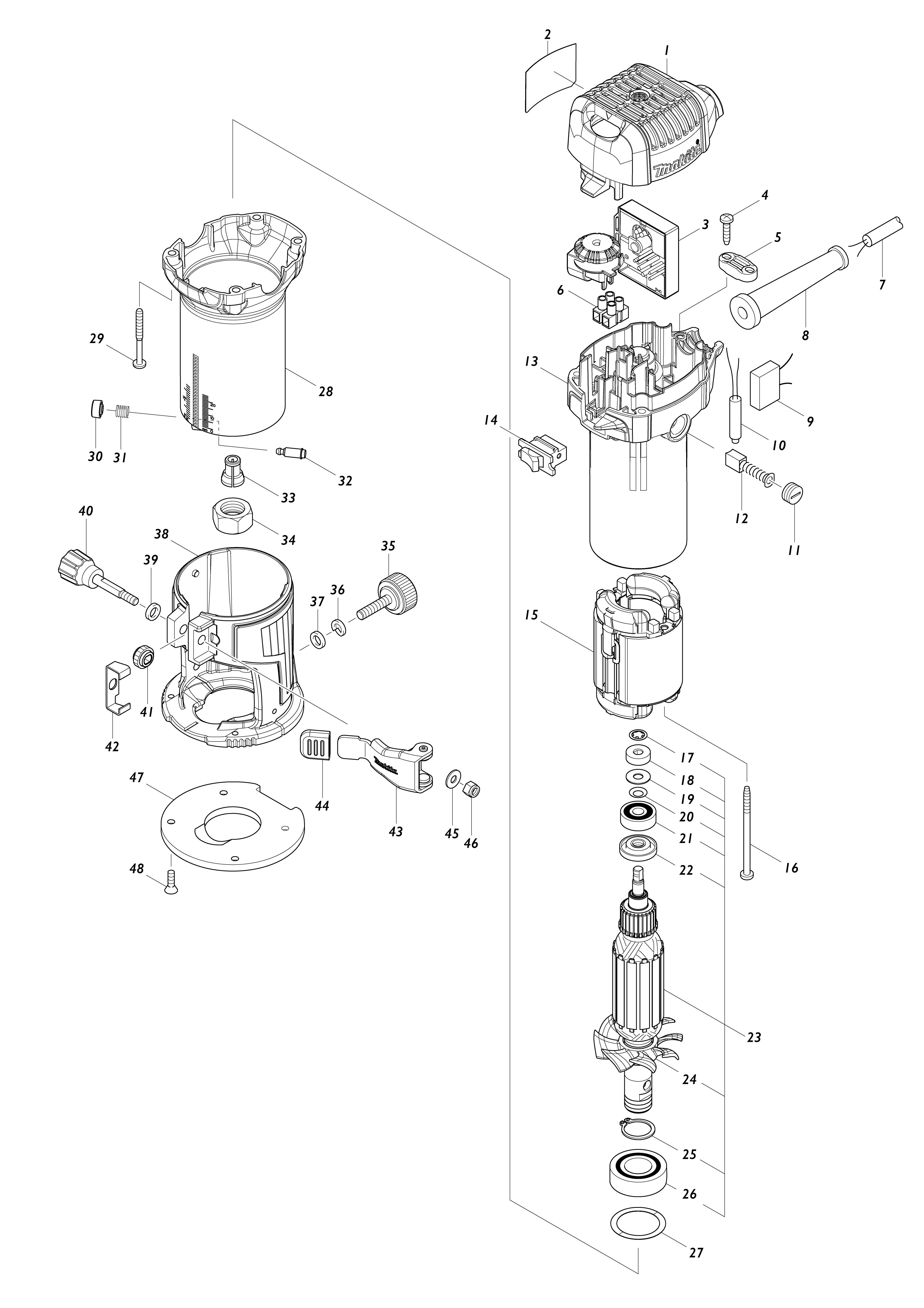 Vue éclatée Makita RT0702C#01