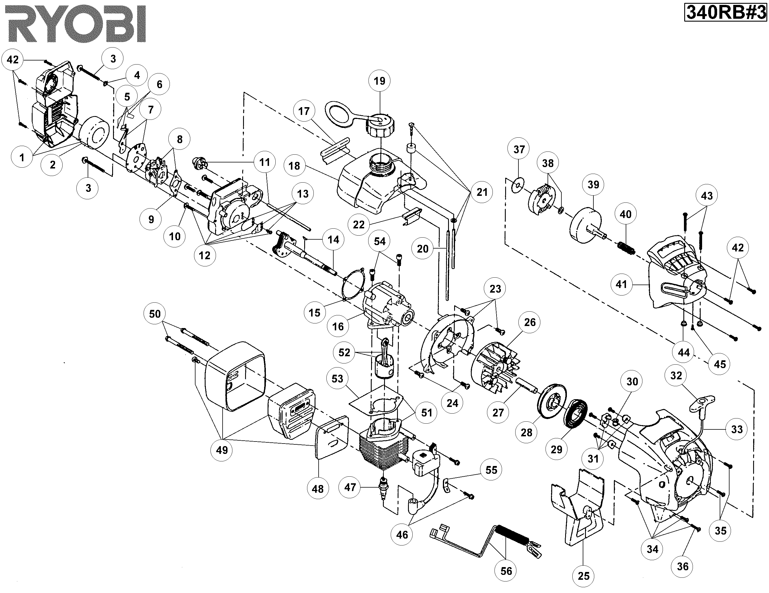 Vue éclatée Ryobi 340RB 340RB#3#01