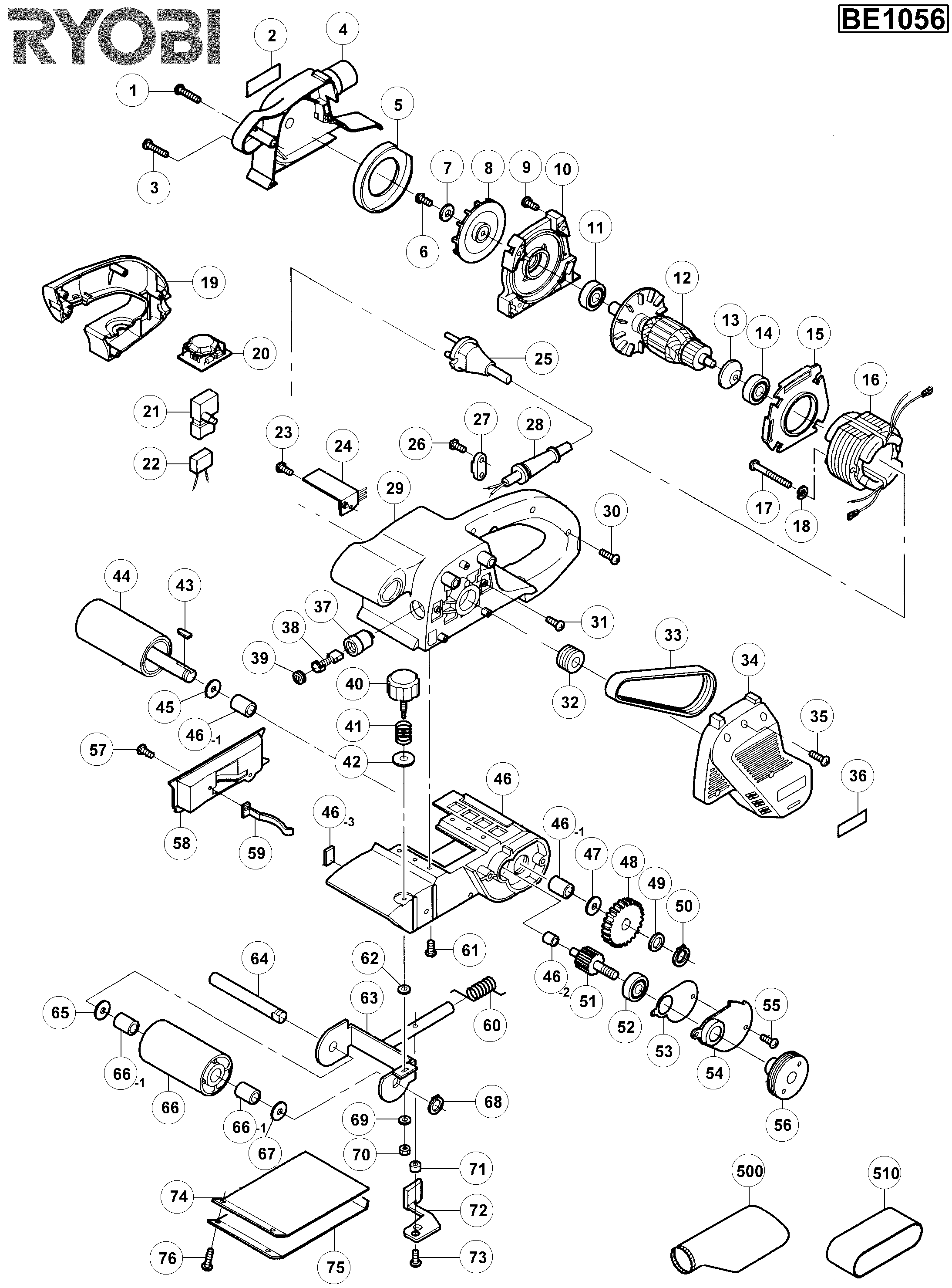 Vue éclatée Ryobi BE1056 BE1056#01