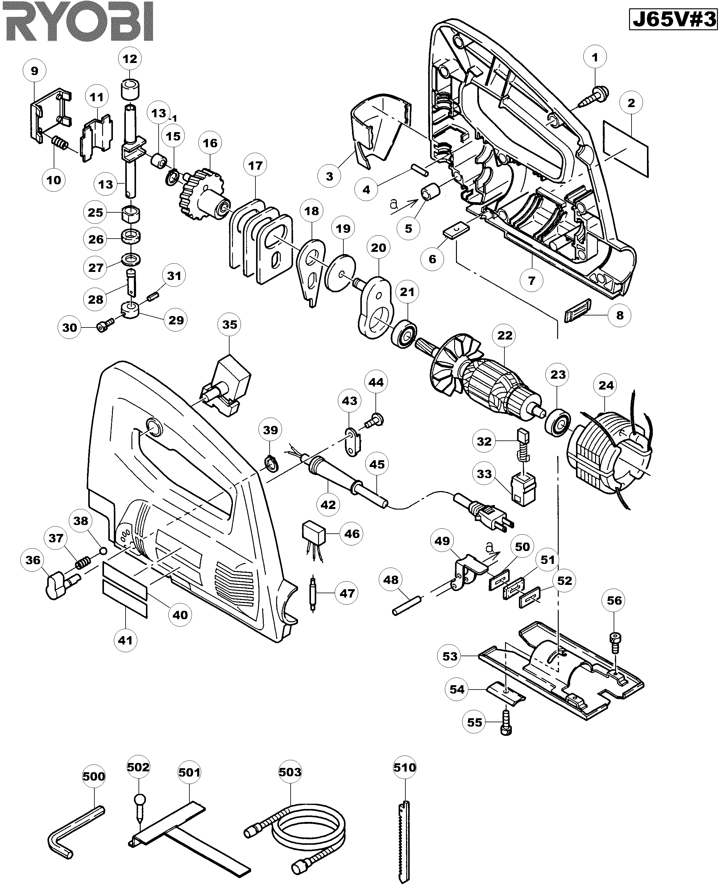 Vue éclatée Ryobi J65V J65V#3#01