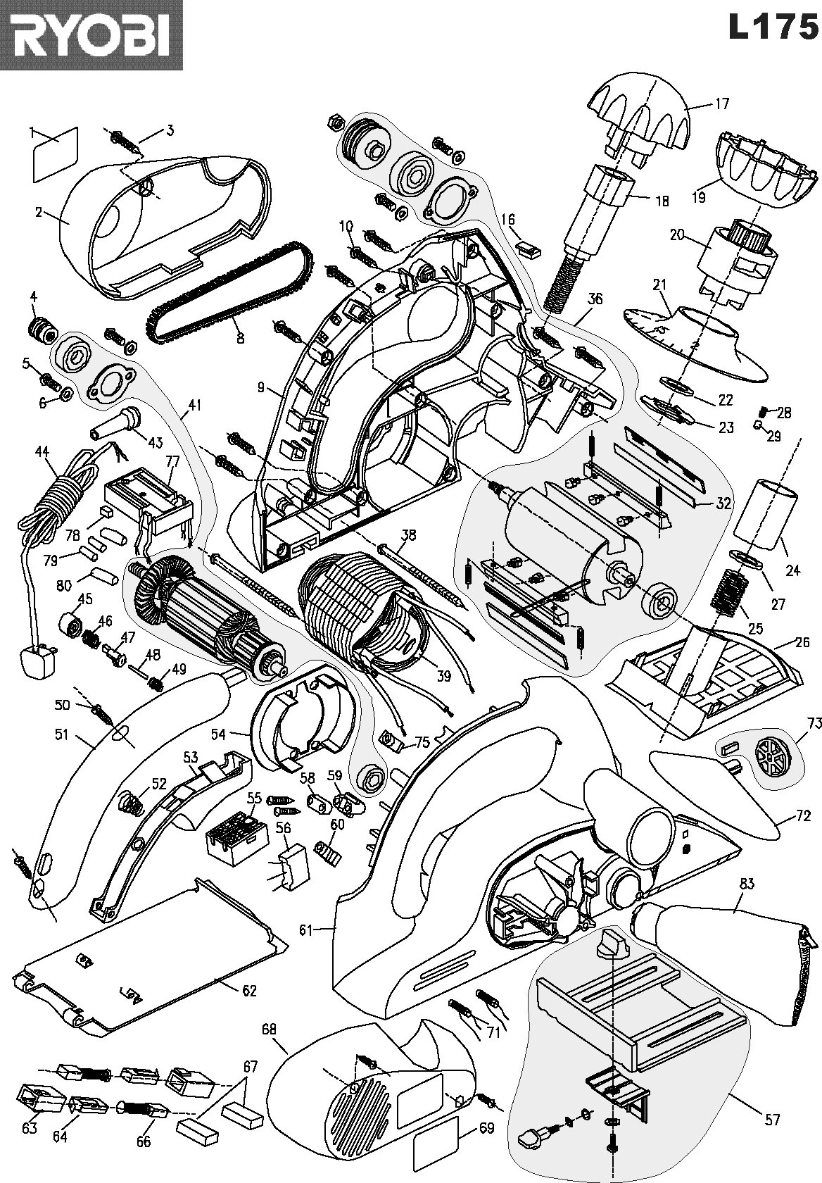 Vue éclatée Ryobi L175 L175#1#01