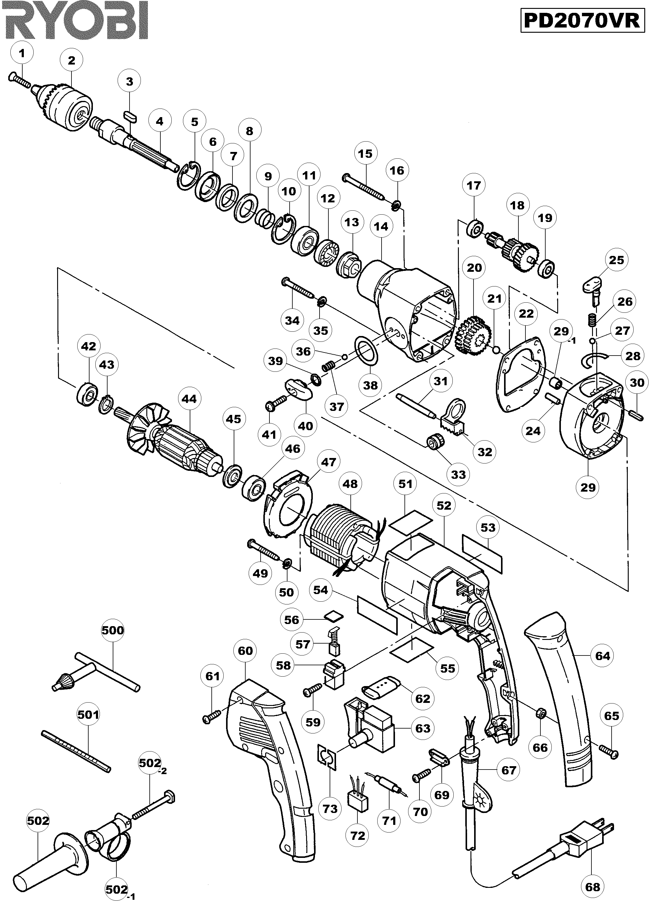 Vue éclatée Ryobi PD2070VR PD2070VR#01