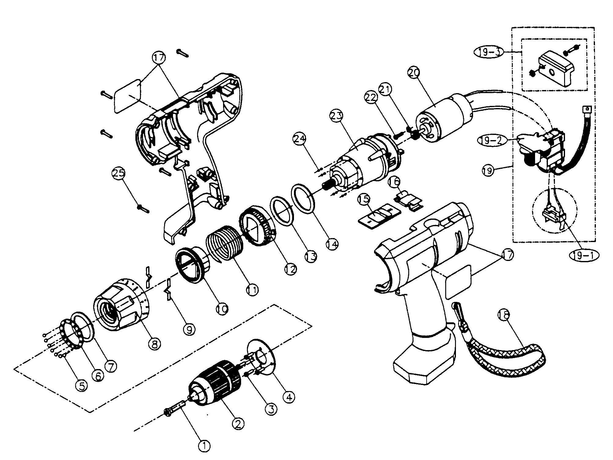 Vue éclatée Ryobi T1220 T1220#01
