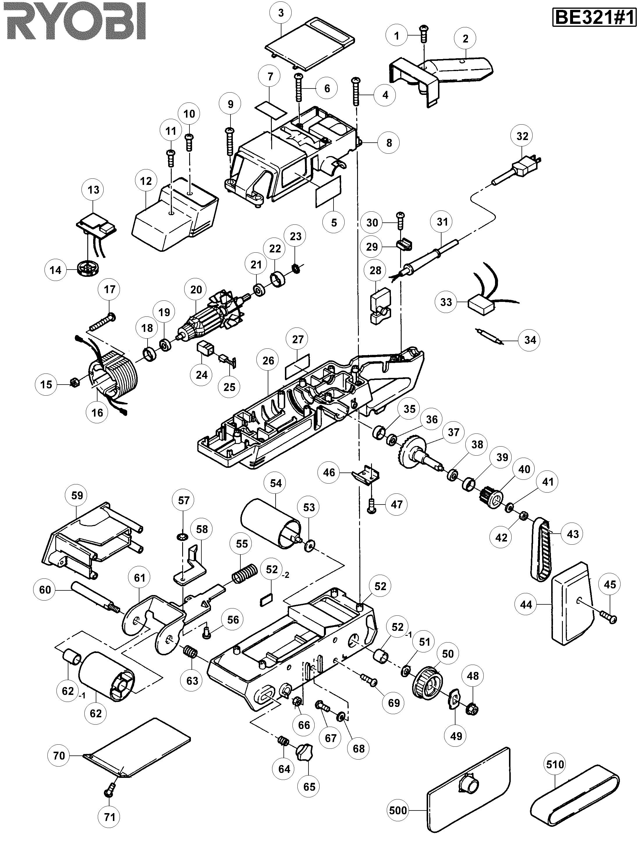 Vue éclatée Ryobi BE321 BE321#1#01